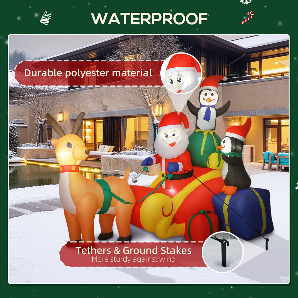 Everglow Christmas Blow Up Inflatable Santa Reindeer and Penguin Decoration with Built-in LEDs 4.9ft Image 7