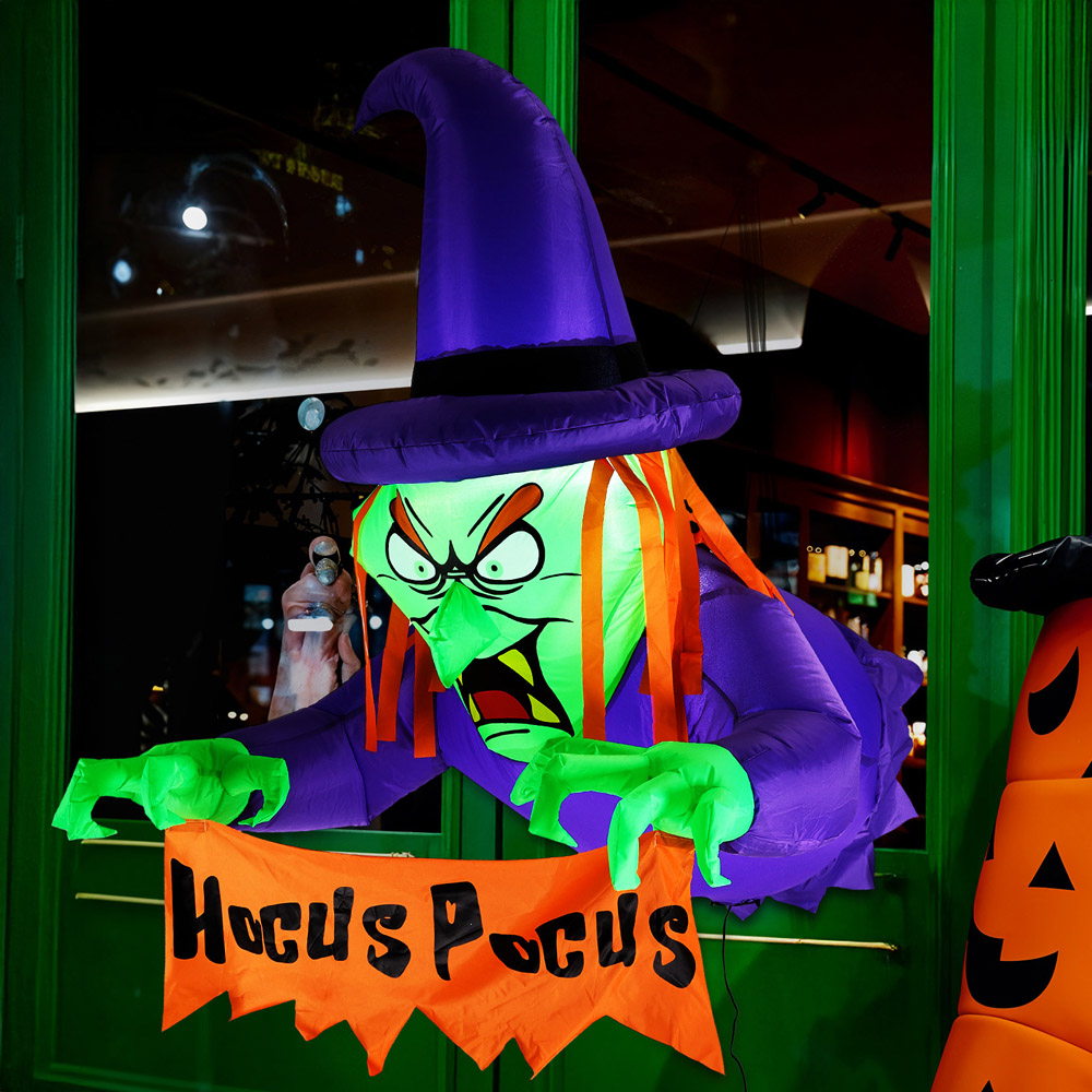 Living and Home Multicolour Inflatable LED Witch Halloween Decoration 3.6ft Image 2