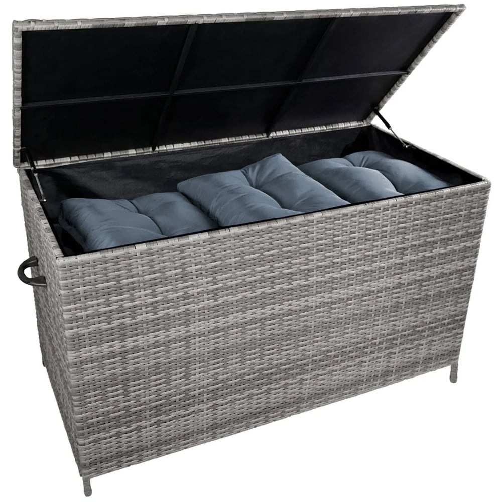 MonsterShop 582L Grey Rattan Cushion Storage Box Image 1
