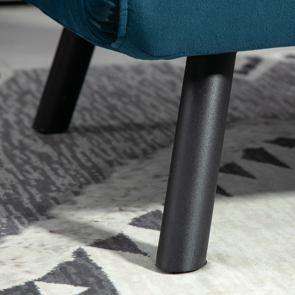 HOMCOM Single Blue Velvet Feel Fabric Convertible Chair Bed Image 3