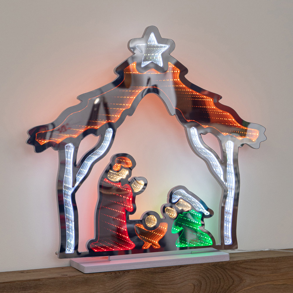 Samuel Alexander LED Light Up Nativity Scene Infinity Mirror Christmas Decoration 50cm Image 7