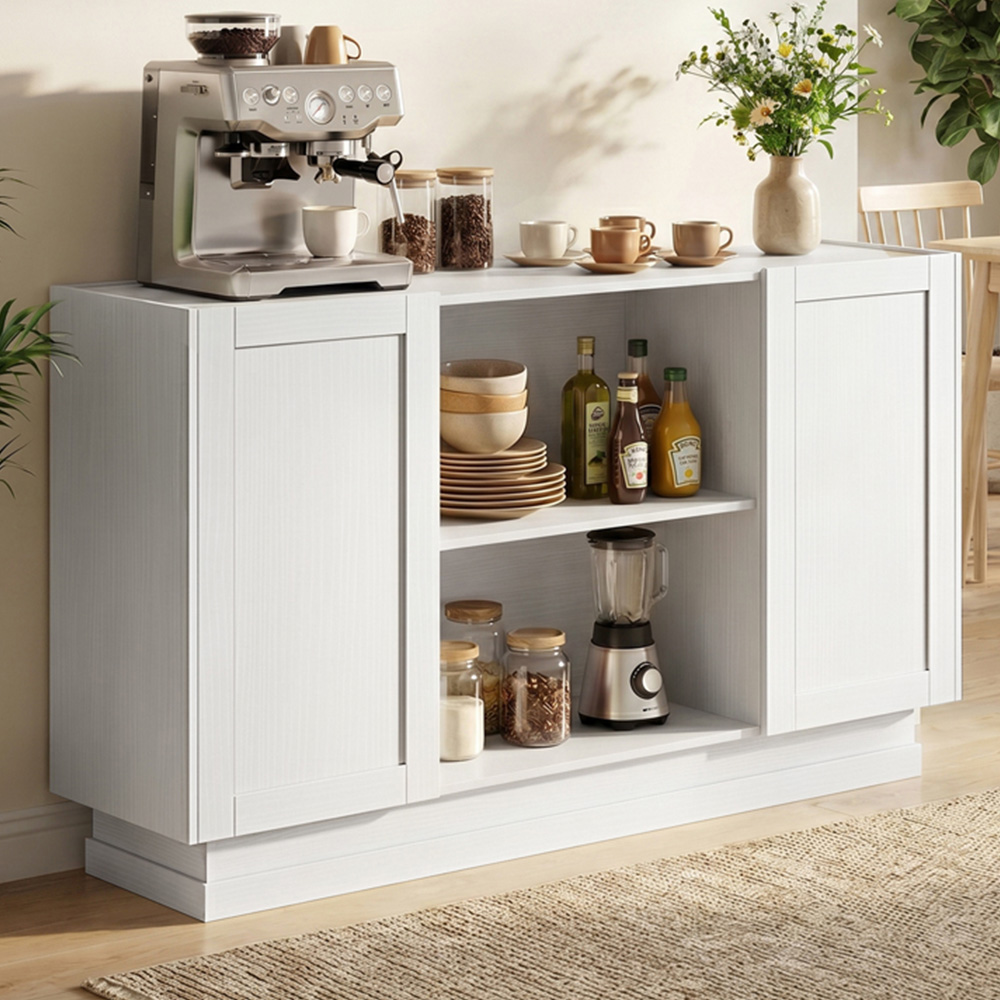 HOMCOM 2 Door 2 Shelf White Modern Sideboard Buffet Cabinet Image 1