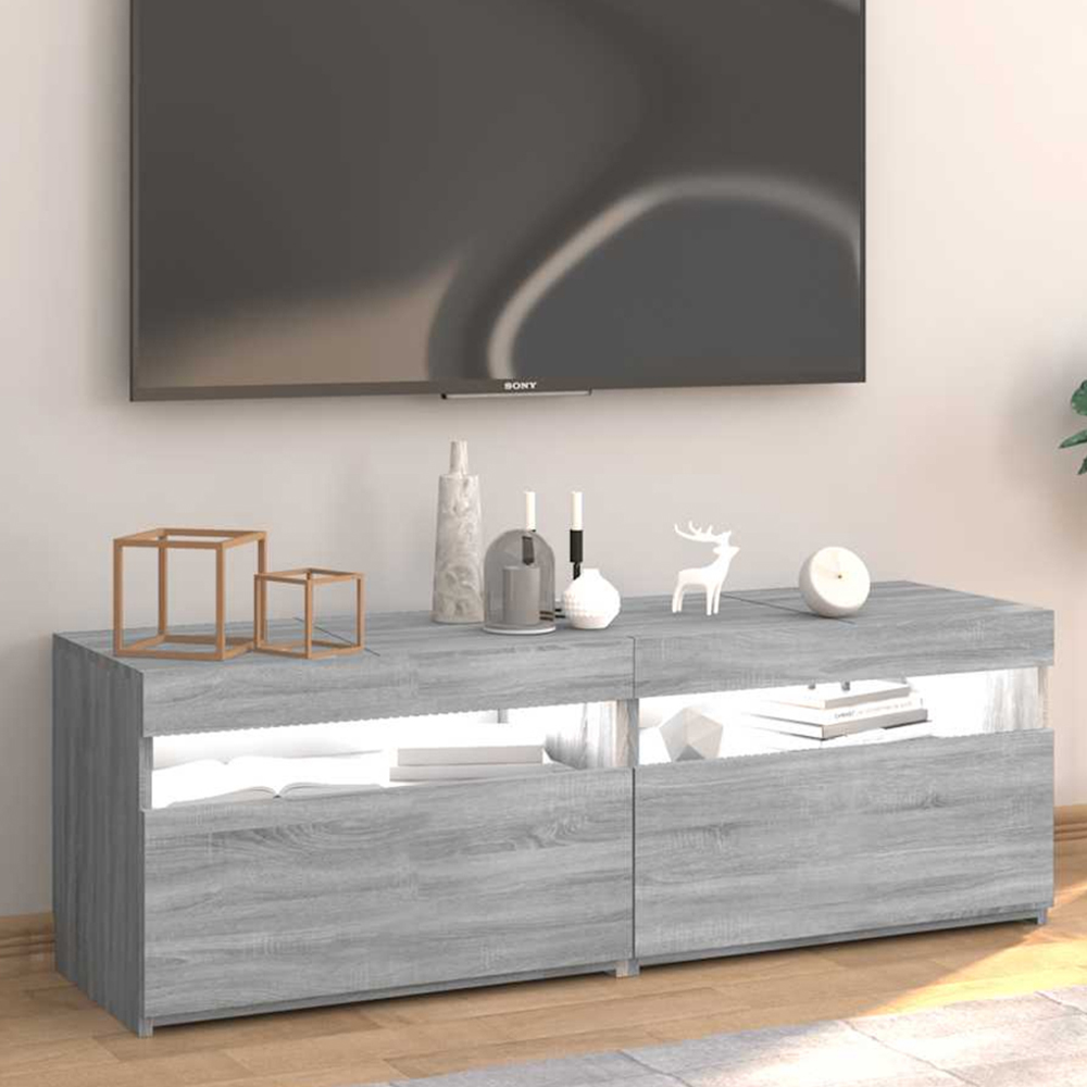 vidaXL 2 Door 2 Shelf Grey Sonoma TV Cabinet with RGB LED Lights Image 1