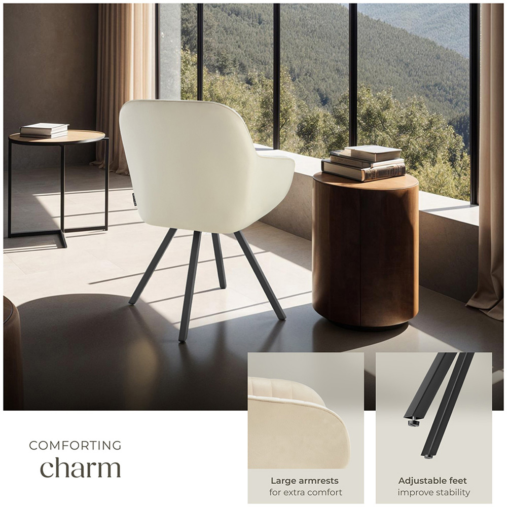 tectake Cream Velvet Fabric Armchair Image 8