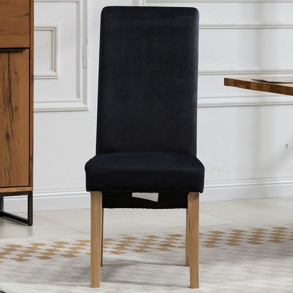 Artemis Home Rimini Set of 2 Black Velvet Fabric Dining Chairs Image 1