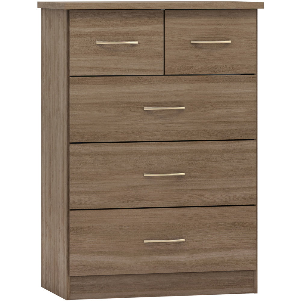 Seconique Nevada 5 Drawer Rustic Oak Chest of Drawers Image 2