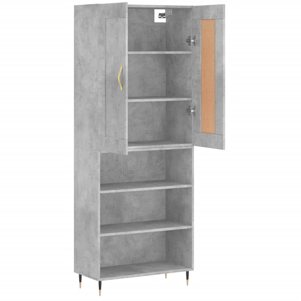 vidaXL 2 Door 3 Shelf Concrete Grey Wooden Highboard Image 3