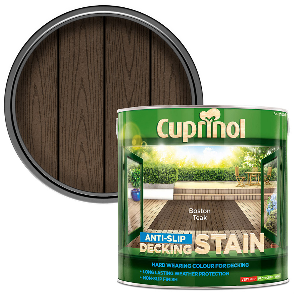 Cuprinol Boston Teak Anti Slip Decking Stain 2.5L Image 1