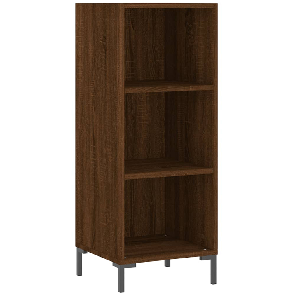 vidaXL 3 Open Shelf Brown Oak Sideboard with Metal Legs Image 2