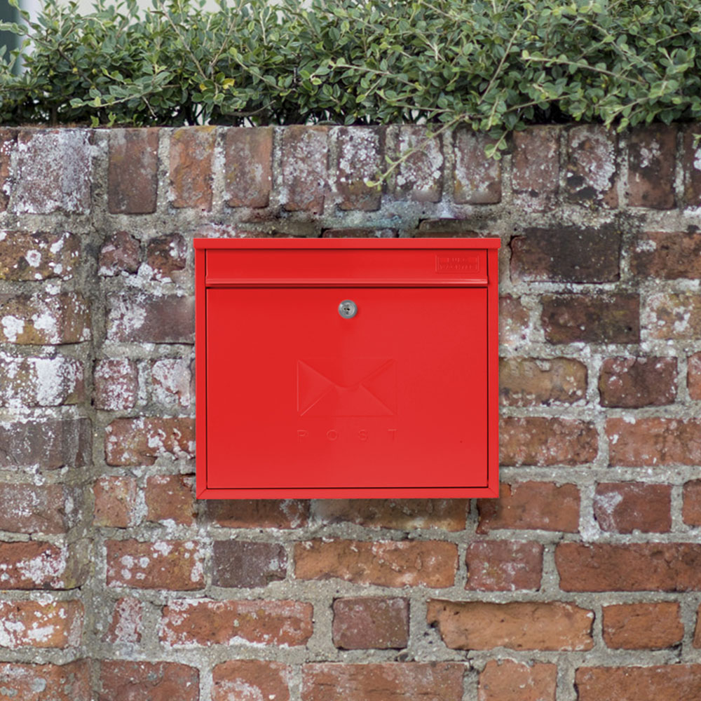 Burg-Wachter Elegance Red Wall Mounted Galvanised Steel Post Box Image 2