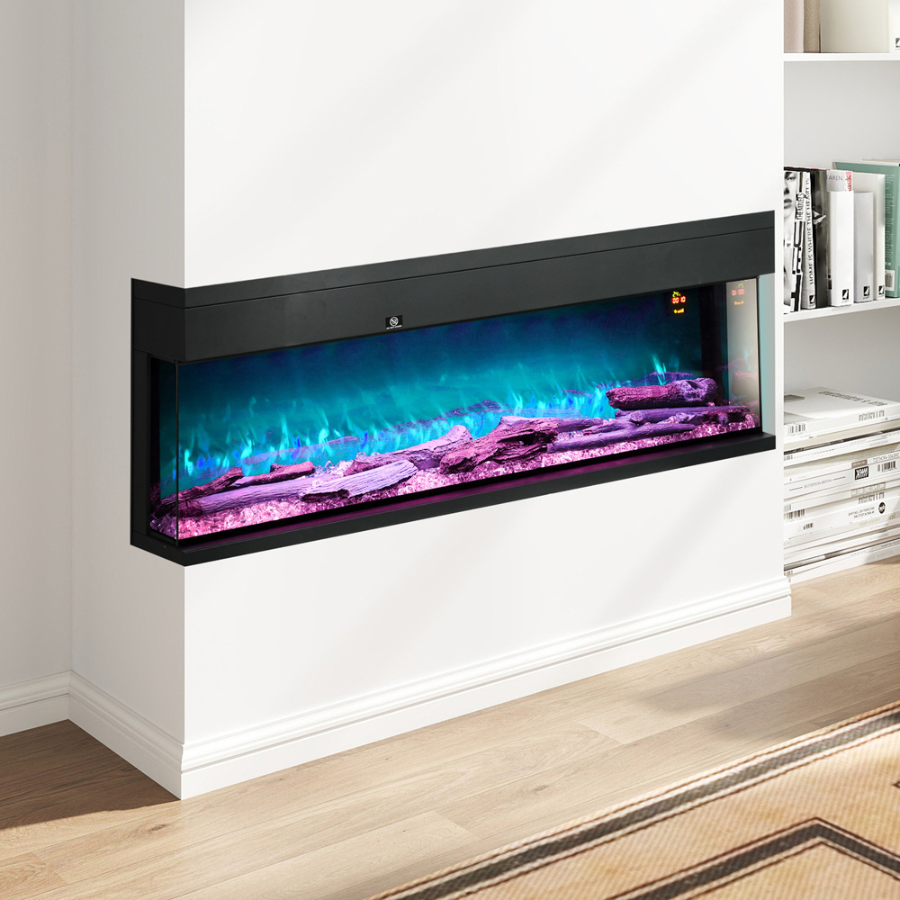 HOMCOM Electric Wall Mounted Fireplace with Remote 152.4cm Image 2