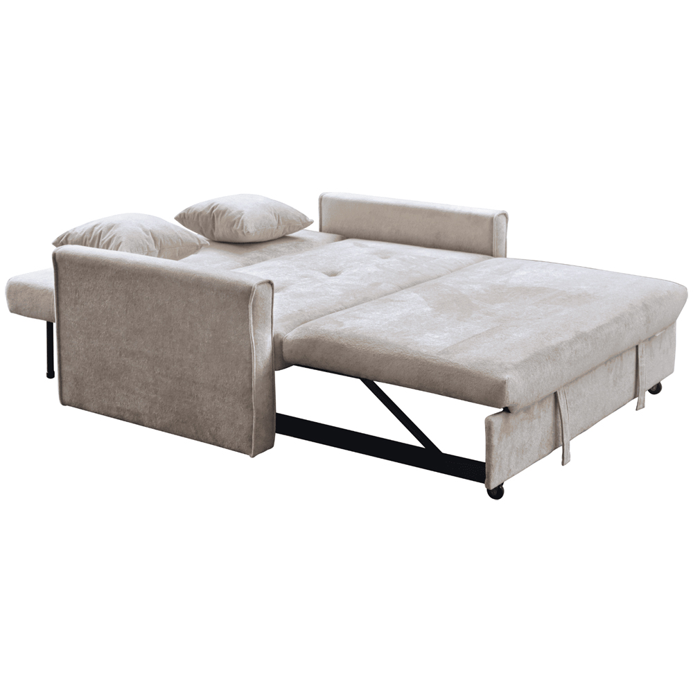 Home Source Charleston 3 Seater Beige Velvet Sofa Bed Image 2