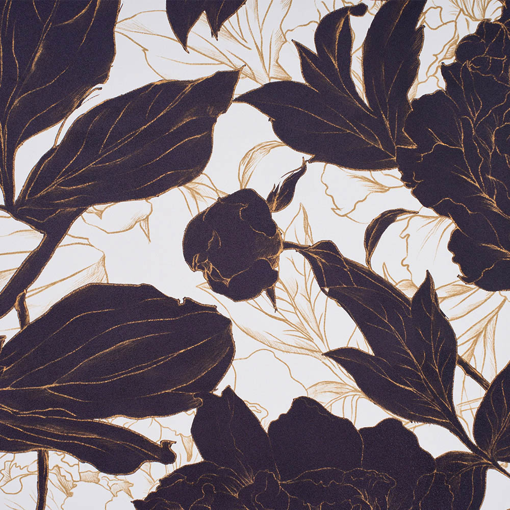Living and Home Floral Pattern Black and Gold Peel and Stick Wallpaper Image 1