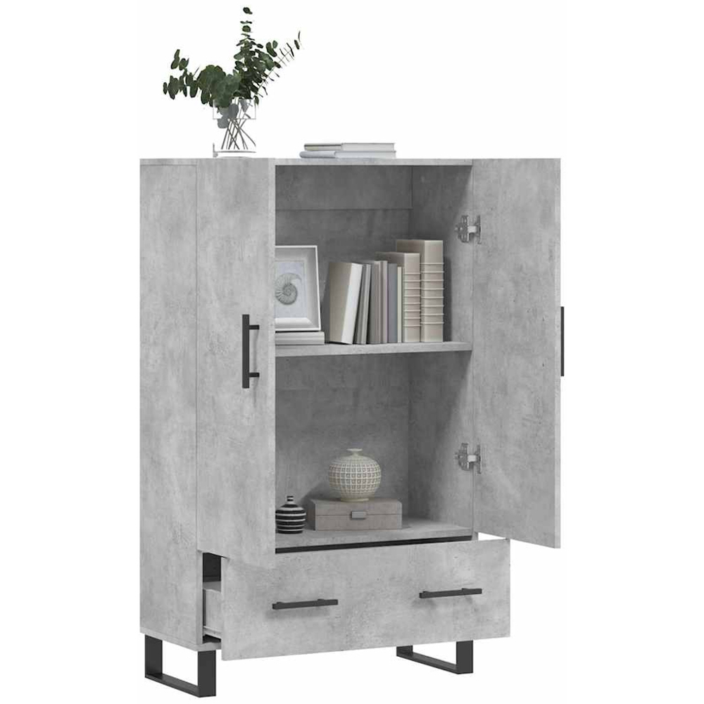 vidaXL 2 Door Single Drawer Concrete Grey Highboard Image 4