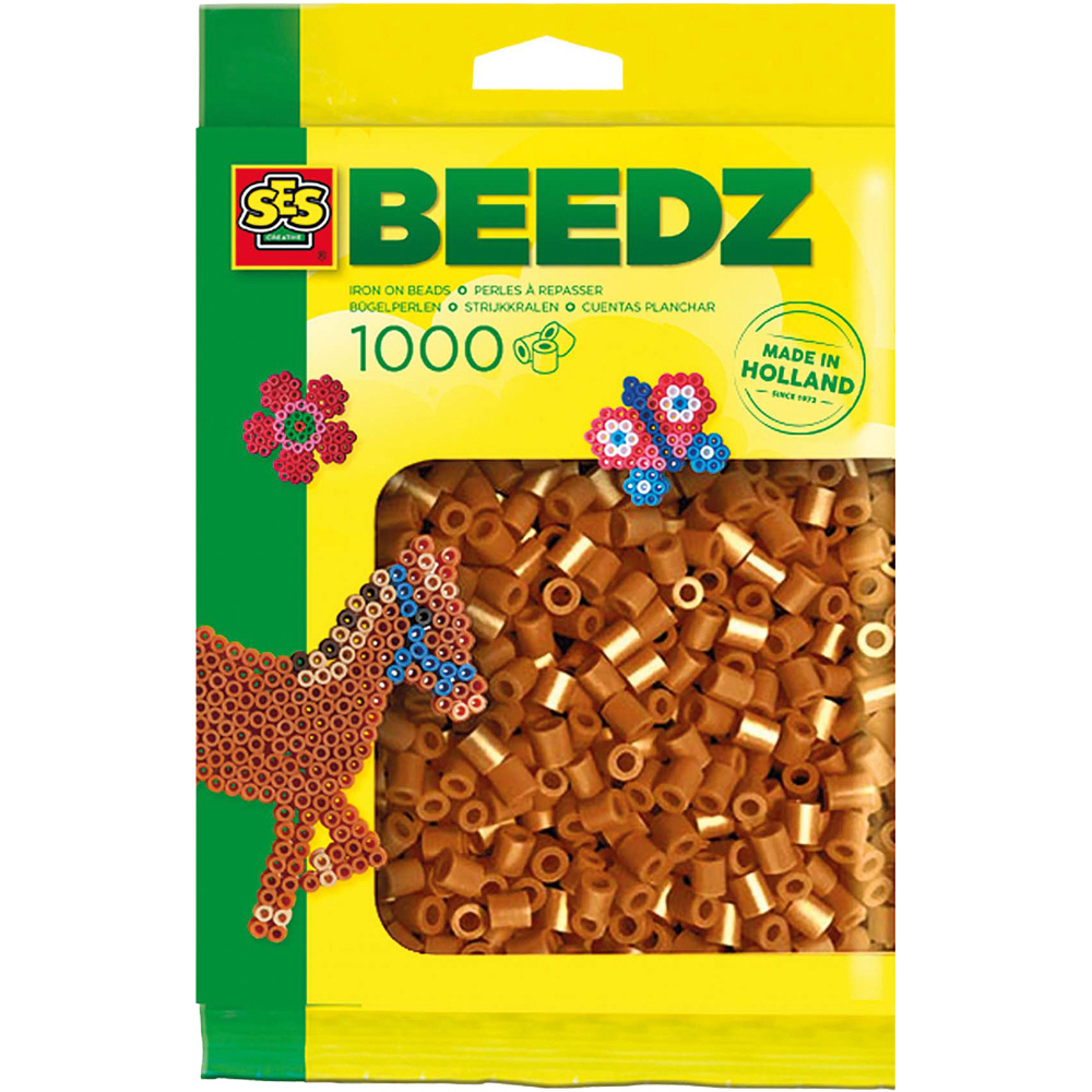 SES Creative Beedz Brown Iron On Beads 1000 Piece  Image 1