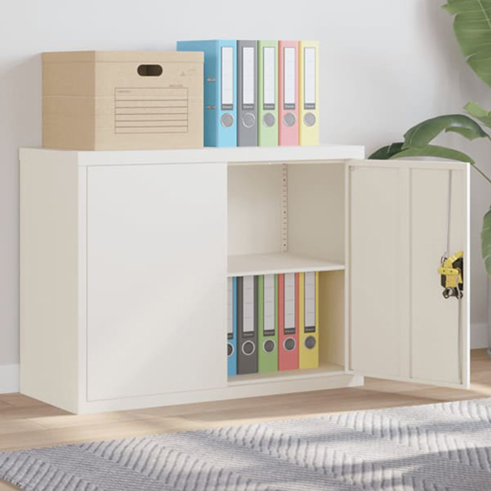 vidaXL 2 Door White Metal Lockable File Cabinet Image 1