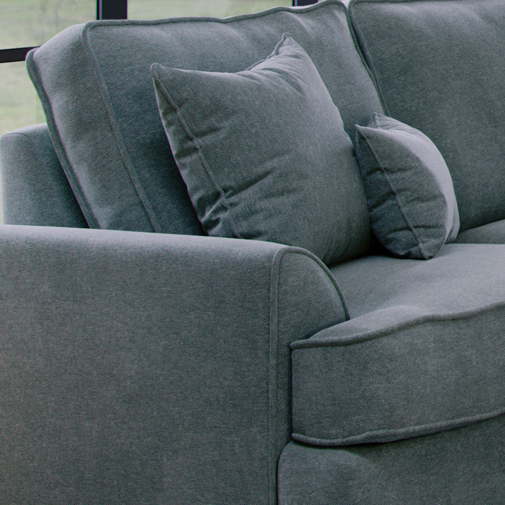 Alba City 3 Seater Fine Blue Fabric Sofa Image 3