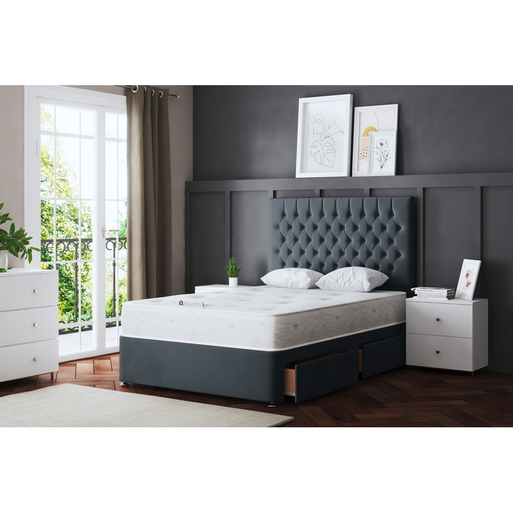 DS Living Seraphine Small Single Steel Upholstered Panel Divan Bed with 2 Drawer Image 5