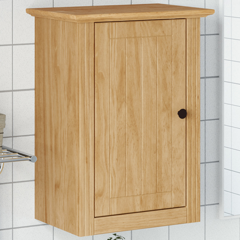 vidaXL Single Door Honey Brown Wall Mounted Bathroom Cabinet Image 1