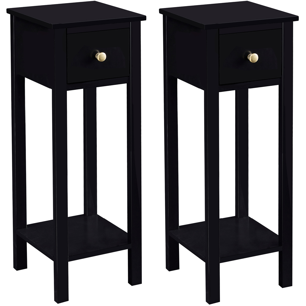 Brooklyn Amelia Single Drawer Single Shelf Black Solid Wooden Bedside Table Image 2