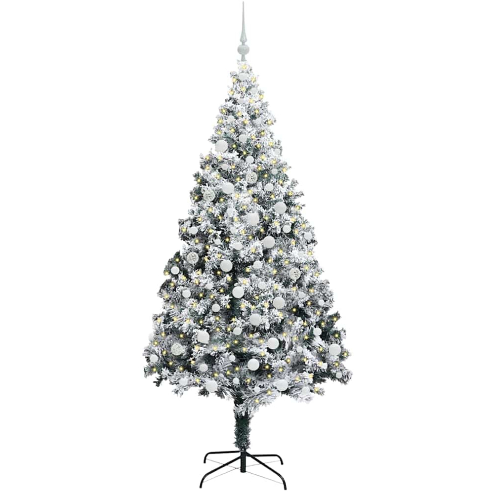 vidaXL Pre-Lit White Baubles White Artificial Christmas Tree 6ft Image 1