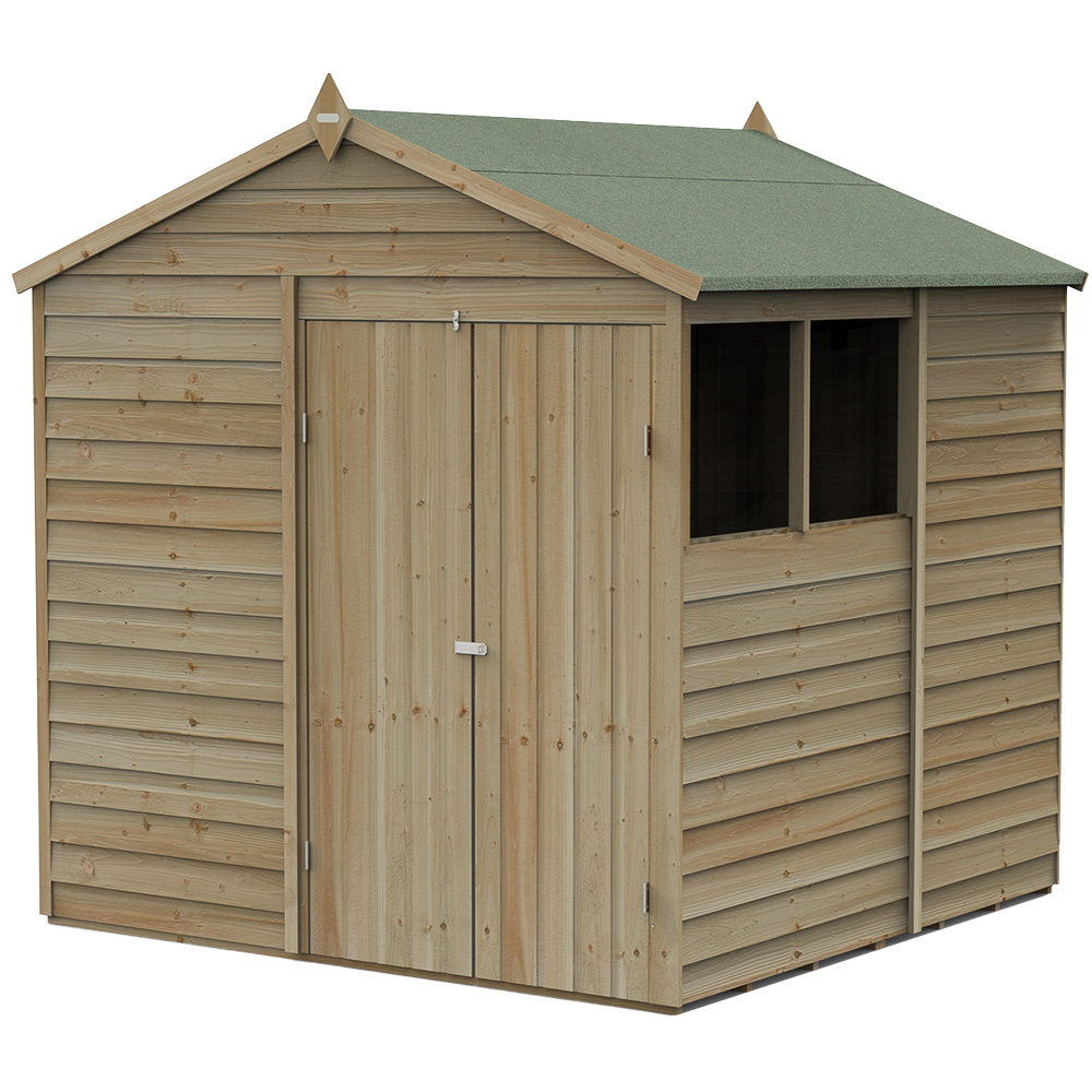 Forest Garden 4LIFE 7 x 7ft Double Door 2 Windows Apex Shed Image 1