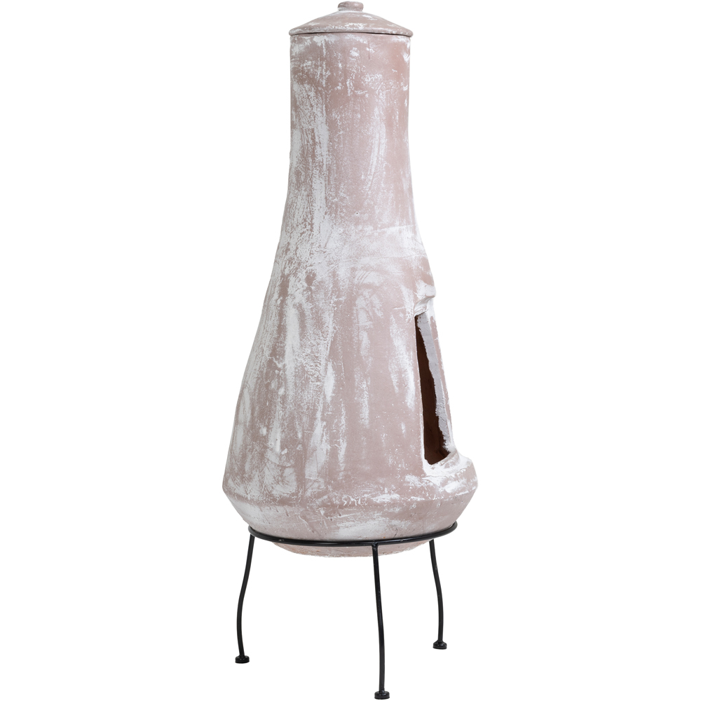 Snug Barcelona Natural Slender Design Large Clay Chiminea with Lid and Iron Stand Image 4