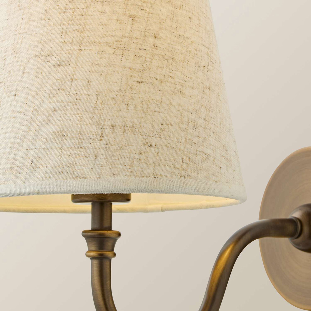 ValueLights Lowe Linen Taper Shade Portable Brass Rechargeable Wall Light with Bulb Image 4