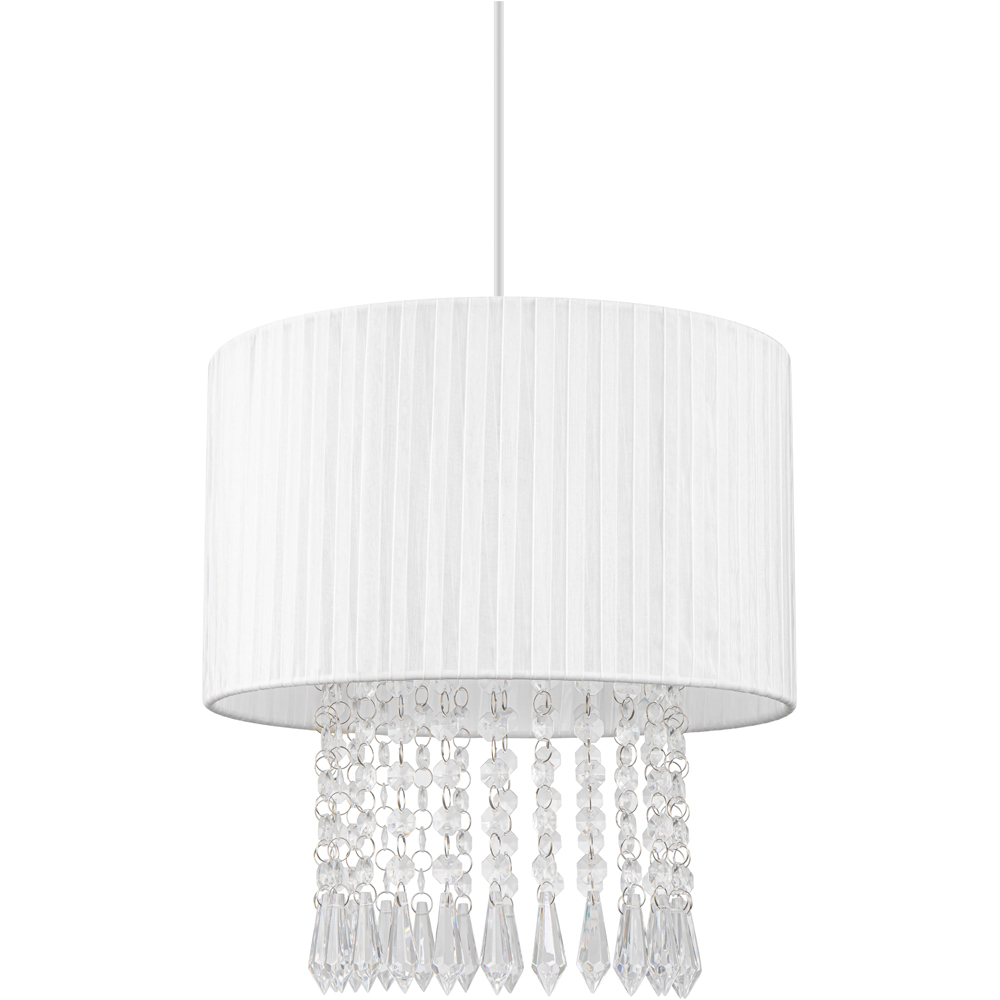 Cosylyte Winni Cream White Beaded Voile Easyfit Modern Lamp Shade Image 1