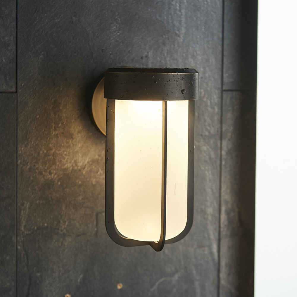 Merano Bevento Brushed Bronze LED Frosted Glass Outdoor Wall Lamp Image 2