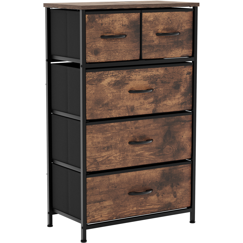 VIDA DESIGNS Chorley 5 Drawer Rustic Brown Fabric Chest of Drawer Image 2