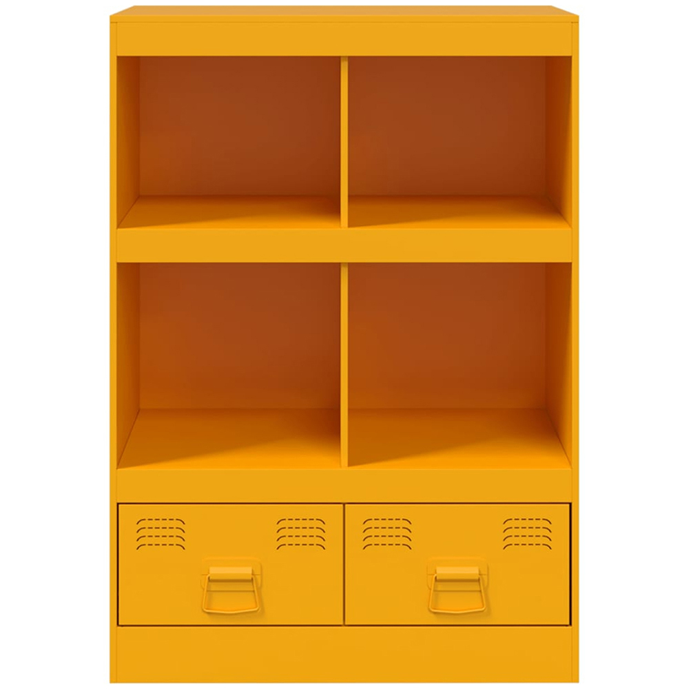 vidaXL 2 Drawer 4 Open Shelf Mustard Yellow Steel Highboard with Metal Handles Image 6