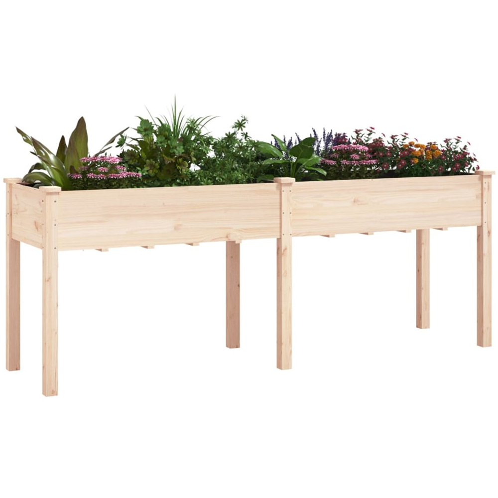 vidaXL Brown Slod Fir Wood Garden Planter 76 x 203 x 53cm Image 2