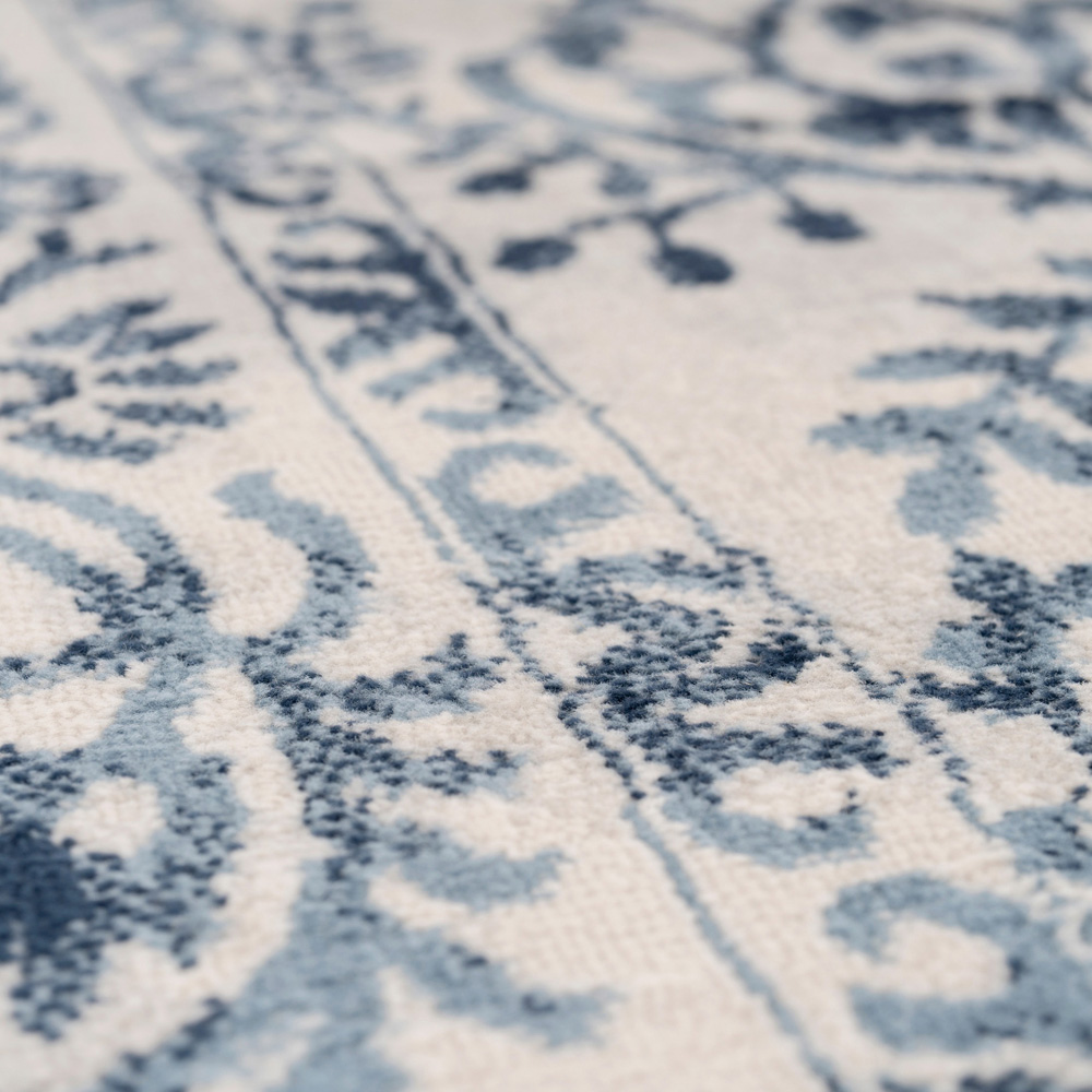 Kukoon Oscar Claudia Vintage Blue Floral Flat Medallion Rug 80 x 150cm Image 4