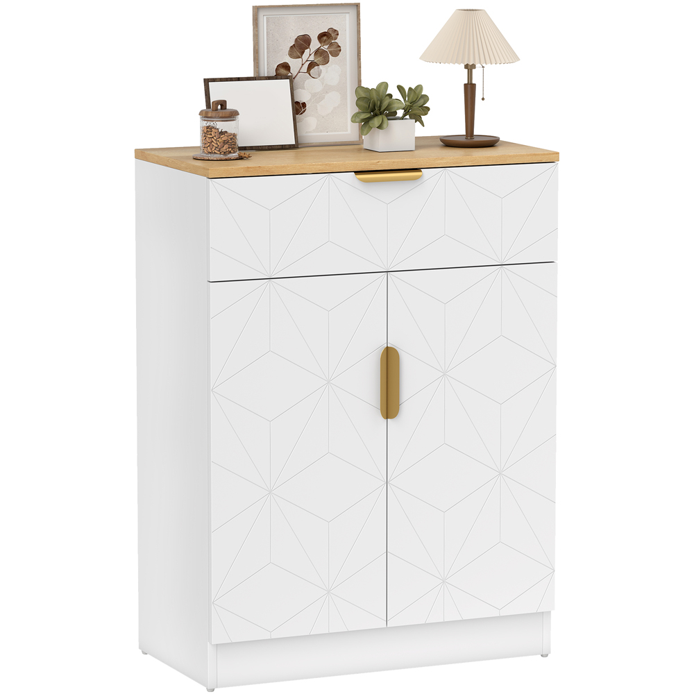 Portland 2 Door Single Drawer White Wooden Sideboard Image 2