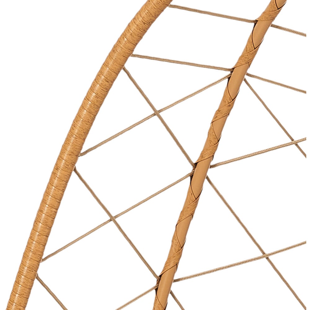 Living and Home Beige and Yellow Adjustable Swing Hanging Egg Chair with Headrest and Cushions Image 8