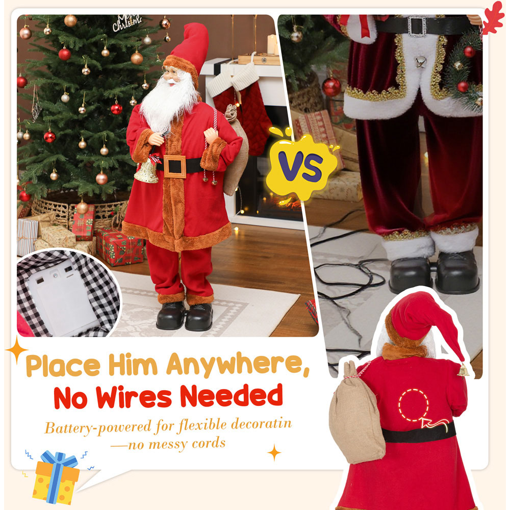 Everglow Life Size Musical Animated Santa Claus with Sack and Sound Activated 3.9ft Image 7