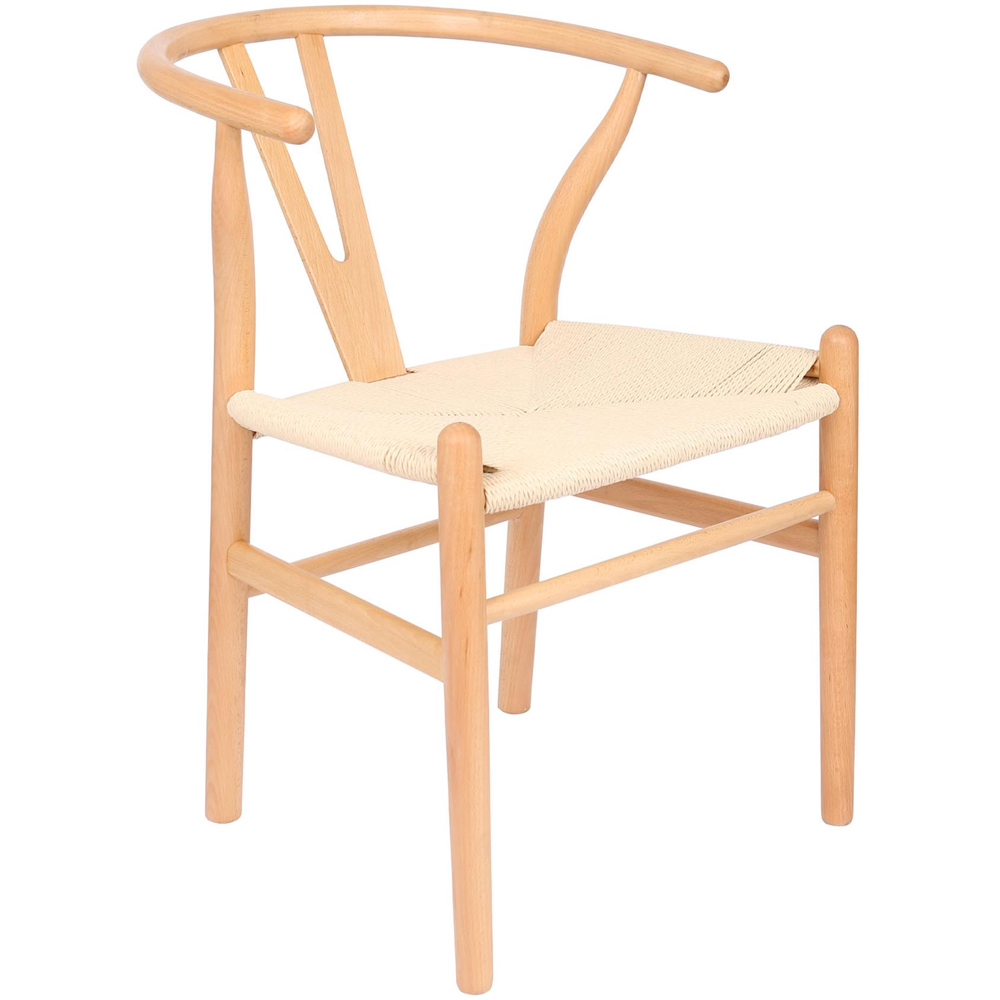 Nicholas Winter Natural Woven Rope Beech Wooden Wishbone Dining Chair Image 2