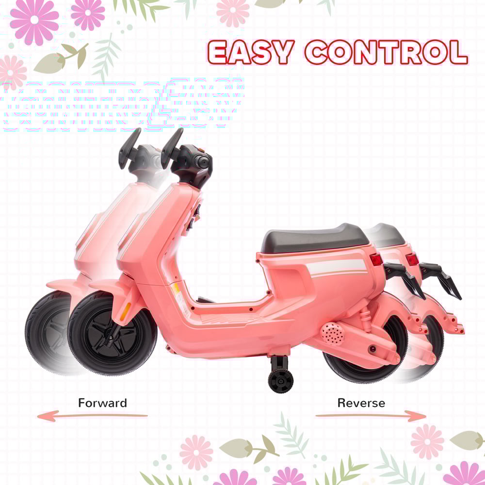 AIYAPLAY Pink Kids Electric Motorbike with Headlight and Music Image 5