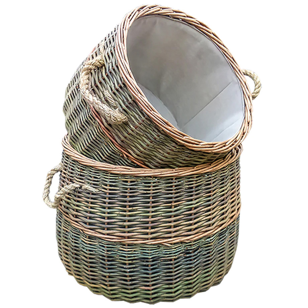 Red Hamper Wicker Country Log Basket Set of 2 Image 1