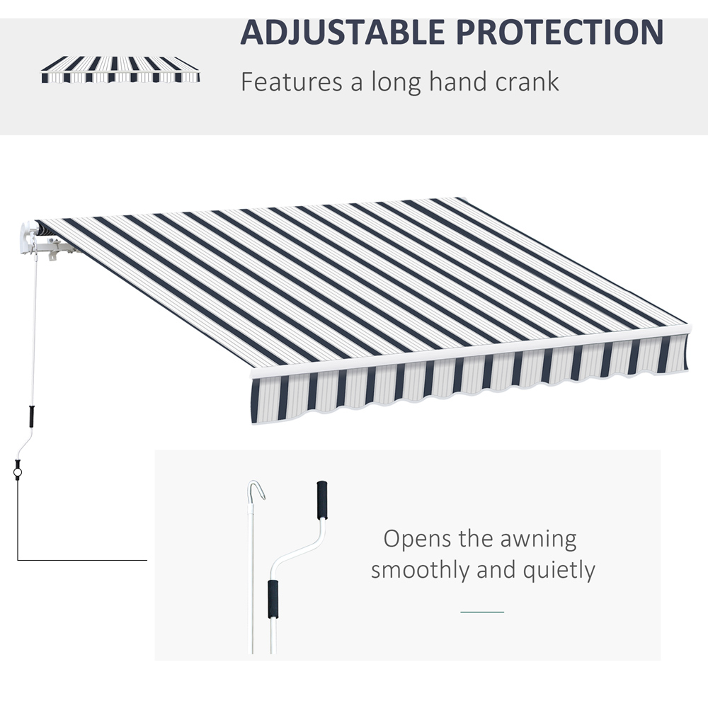 Outsunny Blue and White Striped Retractable Awning 4 x 3m Image 5