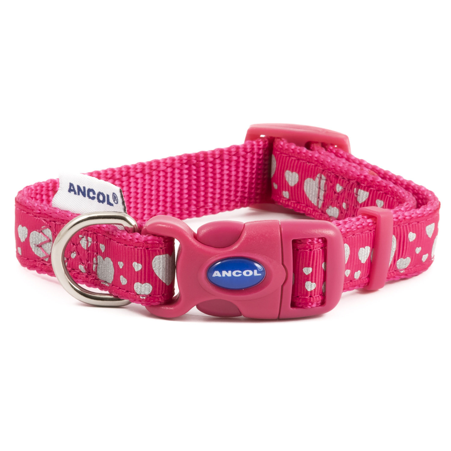 Pink Reflective Hearts Adjustable Collar - 20 - 30 cm Image