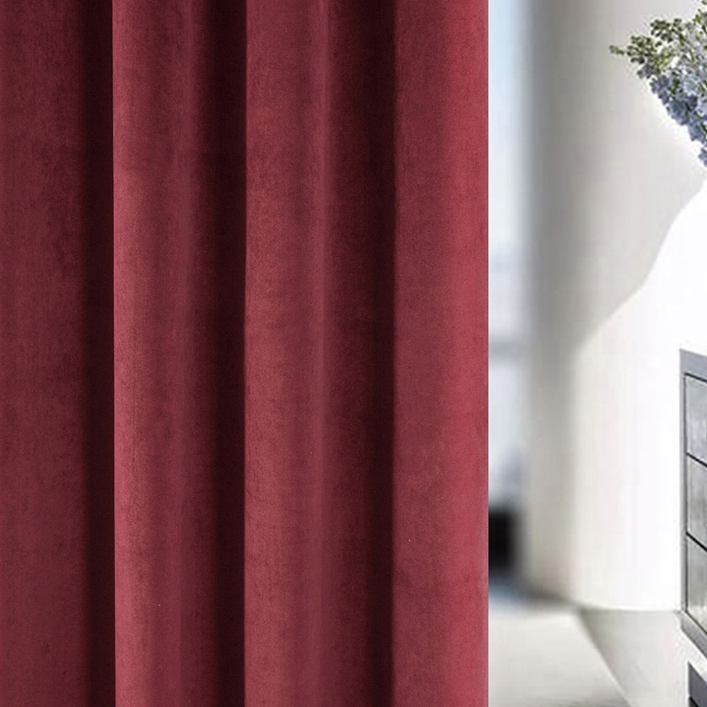 Enhanced Living Oxford Red Thermal Blackout Pencil Pleat Velvet Single Door Curtain 168 x 214cm Image 3