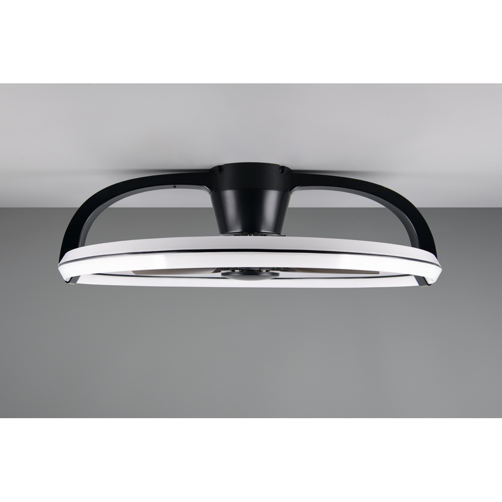TRIO Stockholm Matt Black Round RGB LED Ceiling Light with Fan Image 9