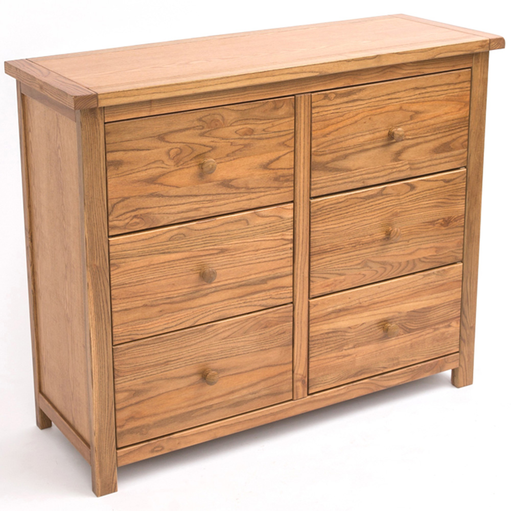 Cabinet Bits Trivento 6 Drawer Brown Wood Knob Chest of Drawers Image 4