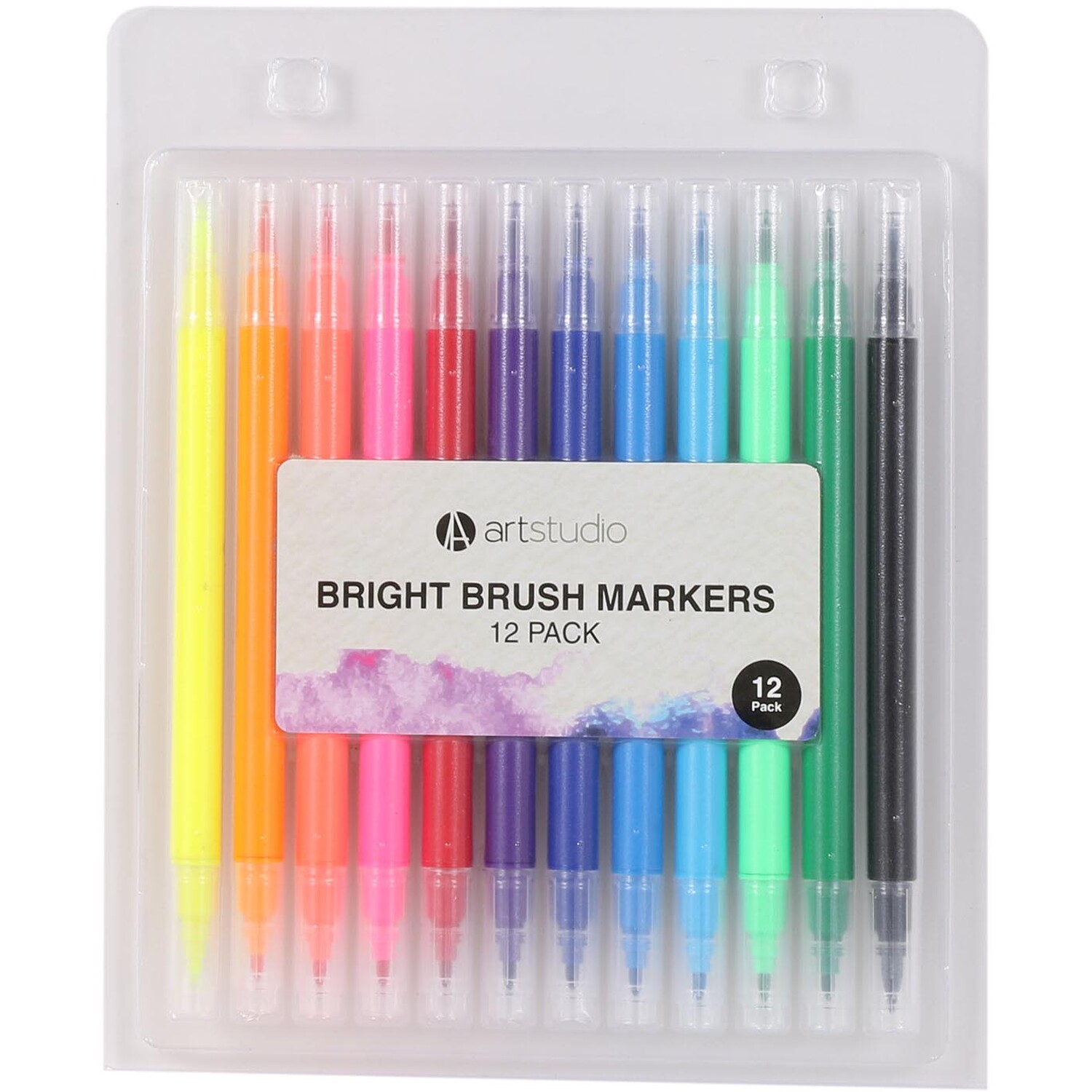 Pack of 12 Art Studio Brush Markers - Brights Image