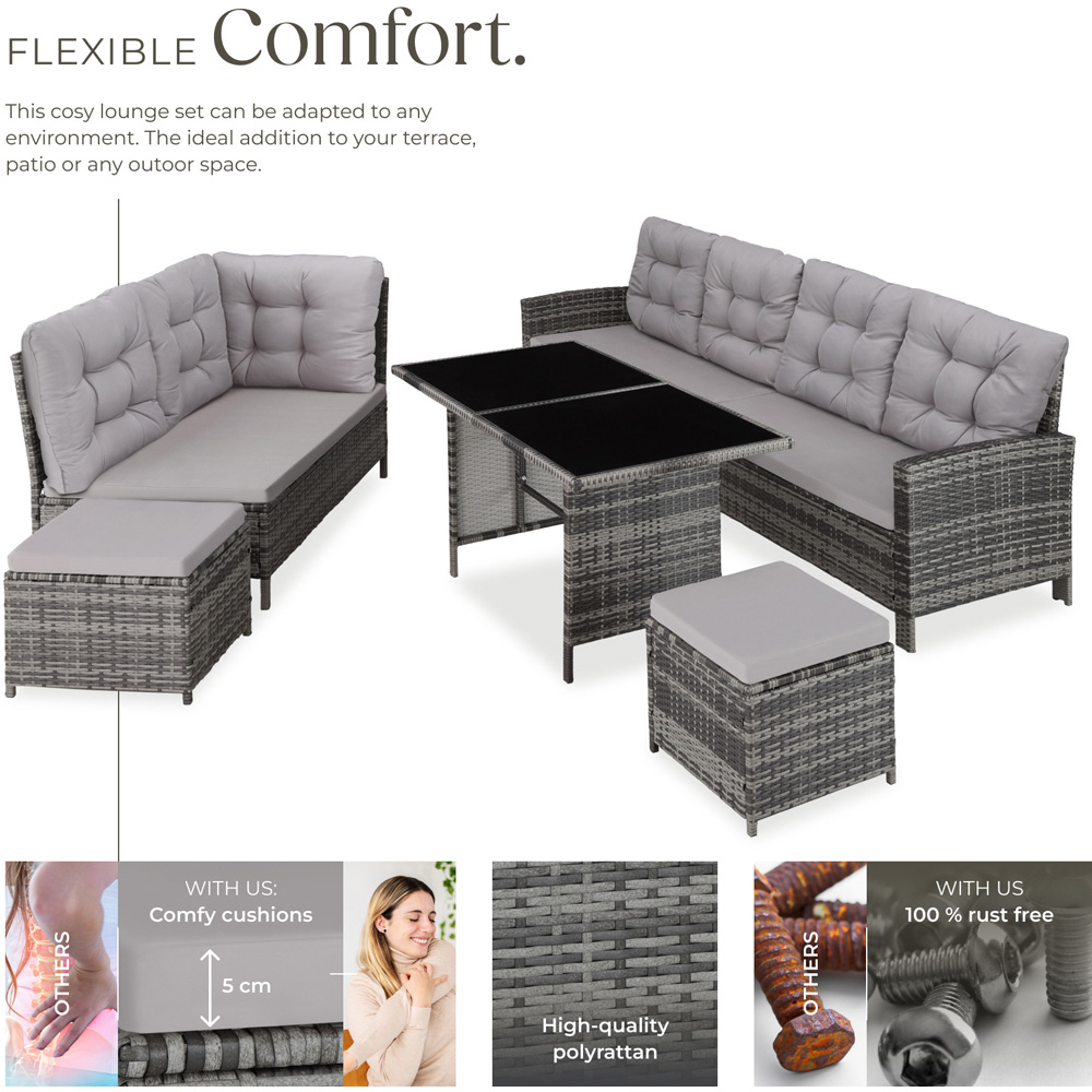 tectake Barletta 8 Seater Grey Rattan Garden Sofa Set Image 3