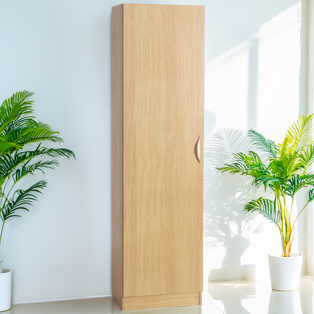 R White Cabinets Single Door Brown Tall Cupboard Image 1
