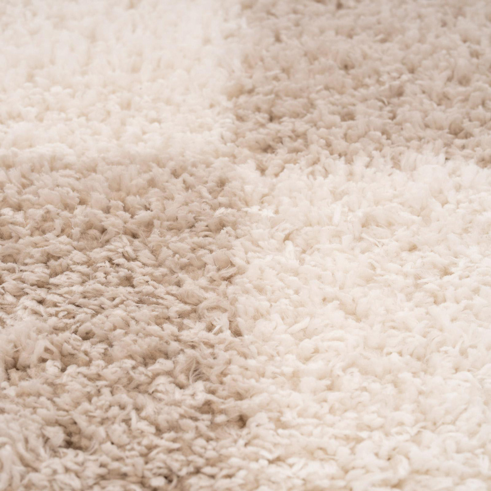 Kukoon Checkers Konnie Cream Shaggy Rug 60 x 240cm Image 5