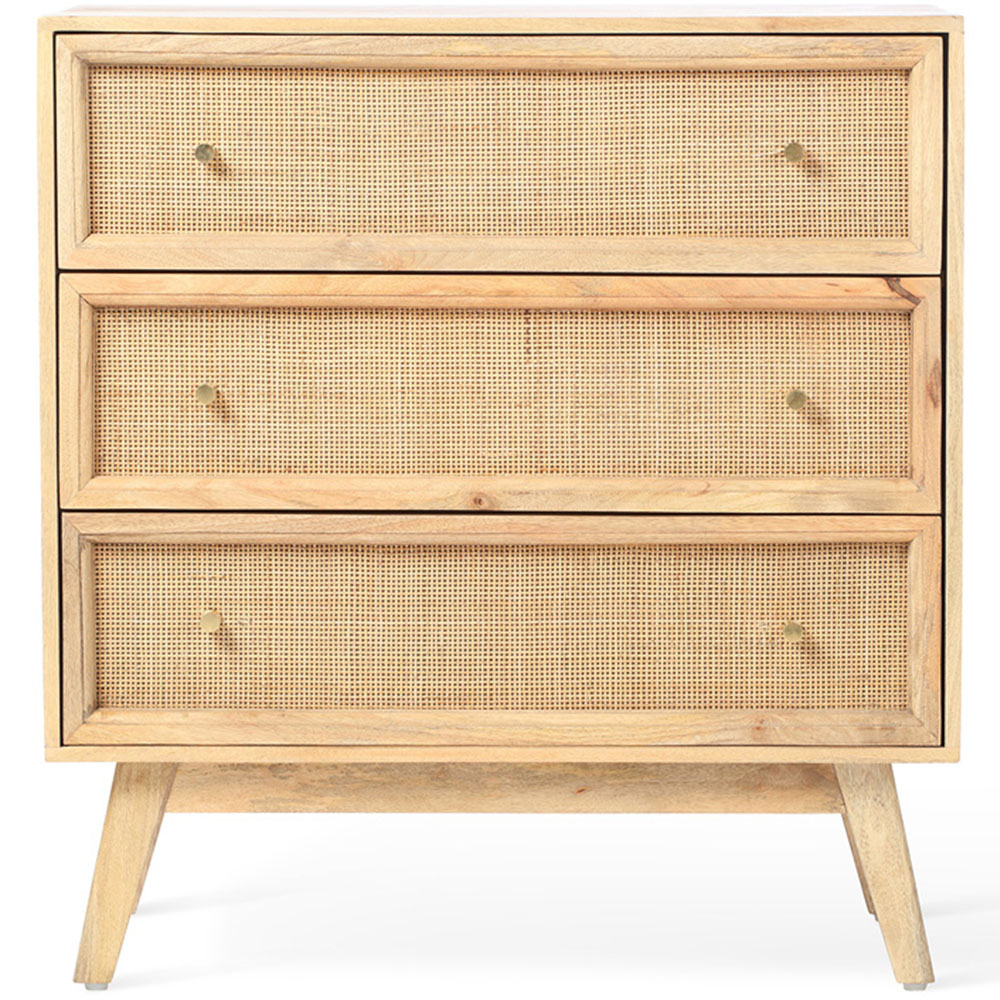 Desser Venice 3 Drawer Natural Rattan and Mango Wood Chest of Drawers Image 2